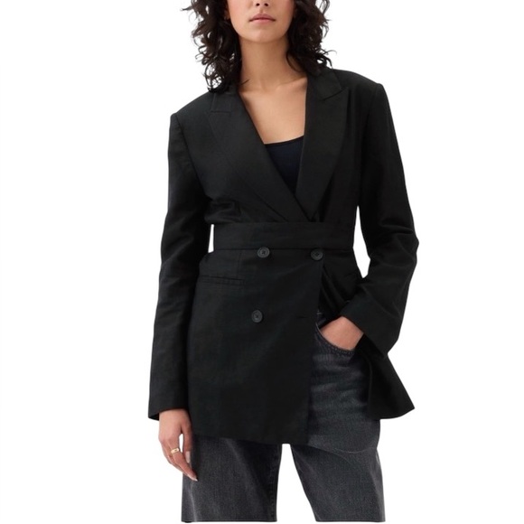 GAP Jackets & Blazers - NWT Gap Linen-Cotton Belted Blazer in Black - Size L
